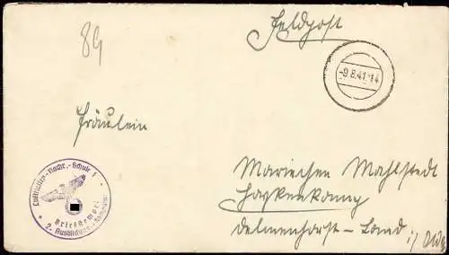 603367 | Feldpostbrief 1941, aus der Luftflotten Nachrichten Schule 1,  | Nordhausen / Harz (O - 5500), -,