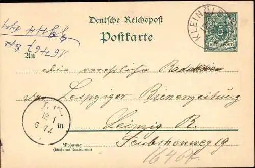 603376 | Schlesien, Ganzsache 1899 aus Kleinoels  | Ohlau, Stadt (Kreis Ohlau N.Schl.), -,