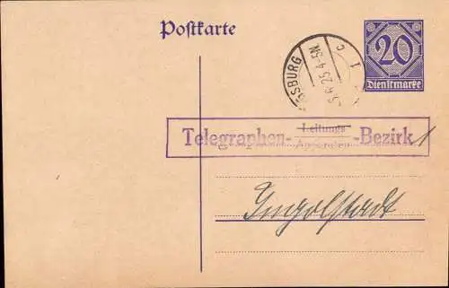 603378 | Postsache, Aufbrauch der Ganzsache als Postsache des Telegrafenamt | Augsburg (W 8900)