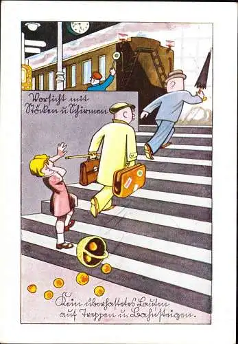 603383 | seltene Werbekarte 1937, der Reichsbahn Unfallverhütung,  | -, -,