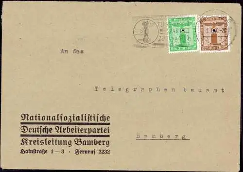 603397 | Dienstbrief der Kreisleitung der NSDAP,  | Bamberg (W - 8600), -,