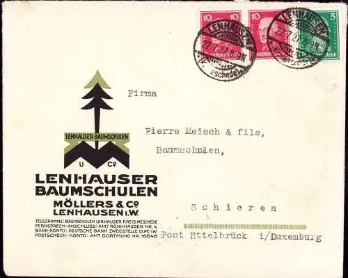 603403 | Dekorativer Brief der Lenhauser Baumschulen, Lenhausen Amt Rönkhausen  | Finnentrop (W - 5950), -,