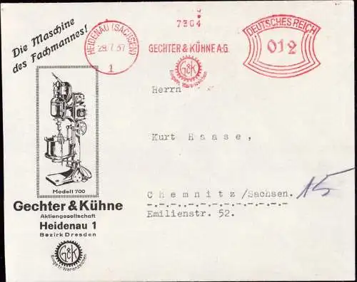 603405 | Dekorativer Brief mit Werbung der Firma Gechter & Kühne  | Heidenau (O - 8312), -,