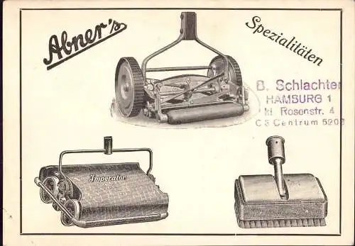 603429 | Vertreterkarte der Stahlwarenfabrik Abner & Co, Rasenmäher, Staubsauger  | Ohligs; Solingen (W - 5650), -,