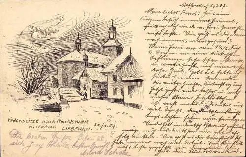 603448 | Sudetenland, Handgemalte Karte aus Liebenau,Hodkovice nad Mohelkou  | Liebenau, Kreis Reichenberg