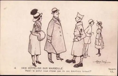 603454 | Politische Karikatur, Zeppelin  | Marseille;Bouches-du-Rhone (F 13001 Frankreich), -,