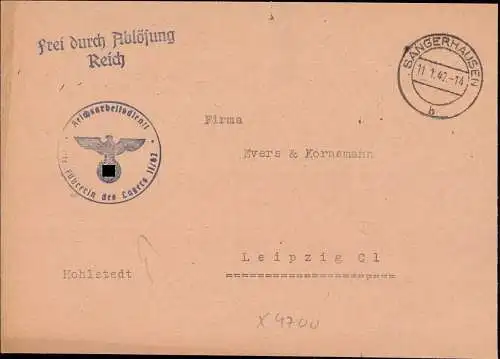 603458 | Dienstbrief, Frei durch Ablösung aus dem RAD Lager 11 / 62, Reichsarbeitsdienst | Sangerhausen (O 4700)