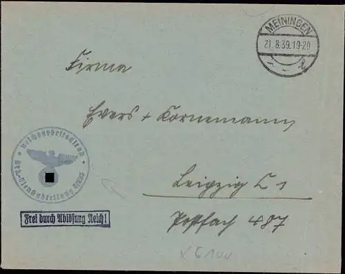 603460 | Dienstbrief, Frei durch Ablösung aus dem RAD Lager 2 / 233  | Meiningen (O - 6100), -,