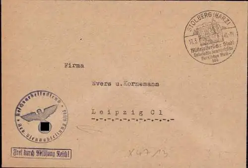 603462 | Dienstbrief, Frei durch Ablösung aus dem RAD Lager 4 / 145, Reichsarbeitsdienst  | Stolberg (O - 4713), -,