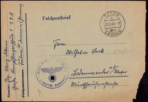 603464 | Fliegerhorst, Feldpost beschädigt, aus der grossen Kampffliegerschule,  | Tutow (O - 2034), Demmin (O - 2030),