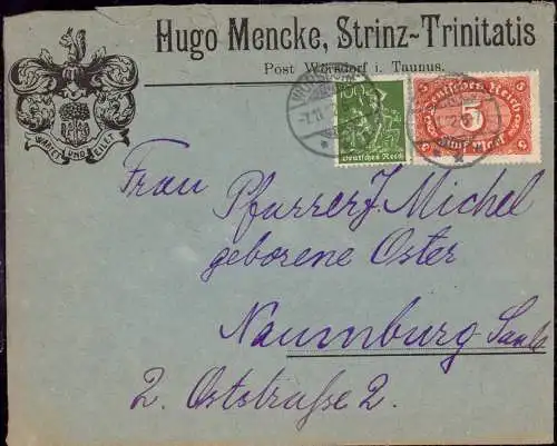 603468 | dekorativer Brief von Hugo Mencke aus Strinz Trinitatis  | Hünstetten (W - 6274), Idstein (W - 6270),