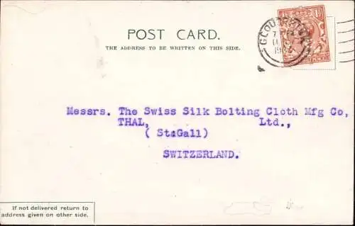 603472 | Postkarte mit Firmenlochung Perfin der Firma W. M. Gardner & Sons, Gloucester, Judaica?  | -, -,
