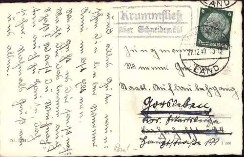 603504 | Pommern, Postkarte mit Stempel der Posthilfsstelle Krummfieß, Pila | Schneidemühl