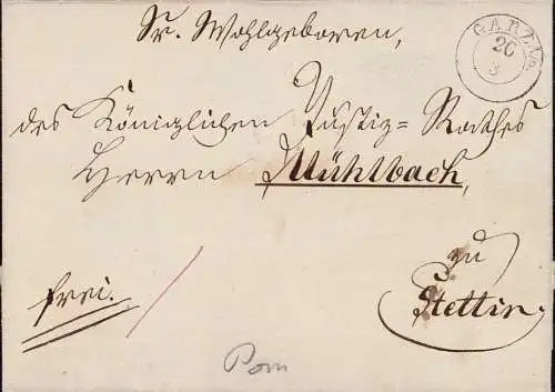 603512 | portofreier Dienstbrief aus Garz / Oder nach Stettin | Gartz (O 1322)