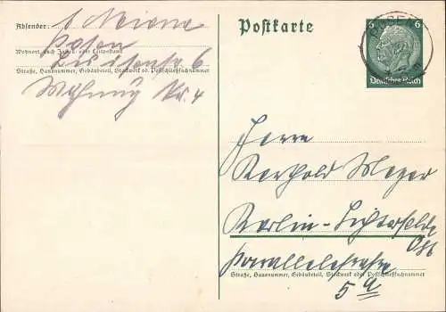 603521 | Karte 1939, mit dem weiterverwendeten polnischen Stempel  | Posen (Posen WP), -,