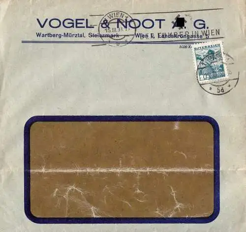 603530 | Brief mit Firmenlochung Perfin der Firma Vogel & Noot, Erh. 3, Knick  | Wien (A - 1010 Österreich), -,