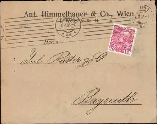 603536 | Brief mit Firmenlochung Perfin der Firma Anton Himmelbauer | Wien (A 1010 Österreich)