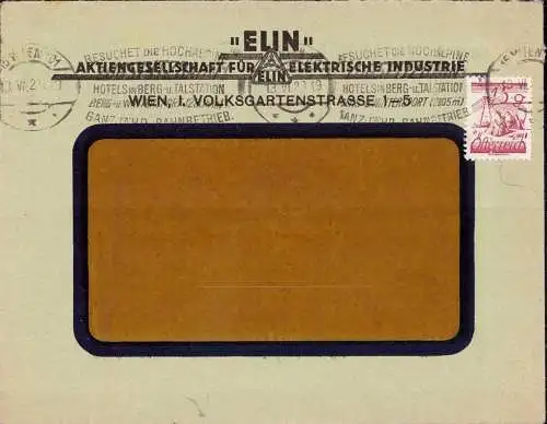 603546 | Brief mit Firmenlochung Perfin der ELIN  | Wien (A - 1010 Österreich), -,