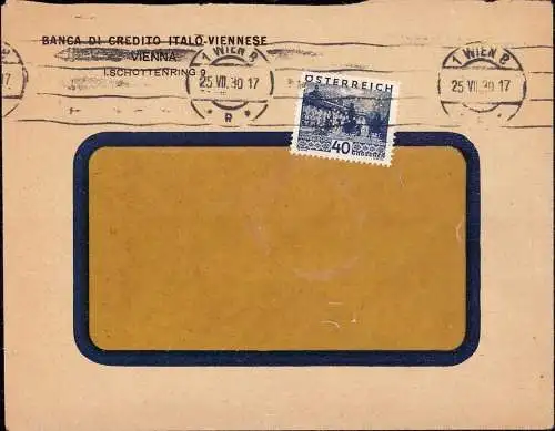 603549 | Brief mit Firmenlochung Perfin der Banca di Credito Italo - Viennese  | Wien (A - 1010 Österreich), -,