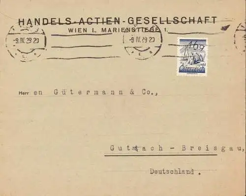 603550 | Brief mit Firmenlochung Perfin der Handels Actien Gesellschaft  | Wien (A - 1010 Österreich), -,