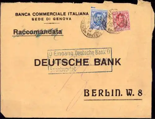 603572 | Italien, Brief mit Firmenlochung Perfin der Banca Commerciale Italiana,  Genova  | -, -,