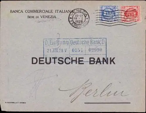 603575 | Italien, Brief mit Firmenlochung Perfin der Banca Commerciale Italiana,  Venezia  | -, -,