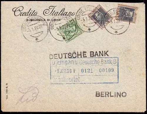 603583 | Italien, Brief mit Firmenlochung Perfin der Banca Credito Italiana, Udine  | -, -,