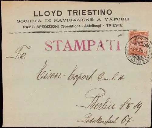 603585 | Italien, Brief mit Firmenlochung Perfin der Lloyd Triestino, Trieste  | -, -,