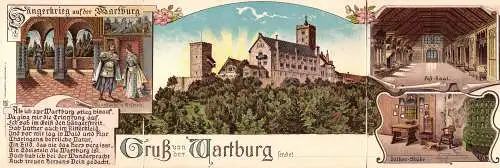 603601 | Litho, Grossformat (Size ca, 30x12cm) der Wartburg  | Eisenach (O - 5900), -,