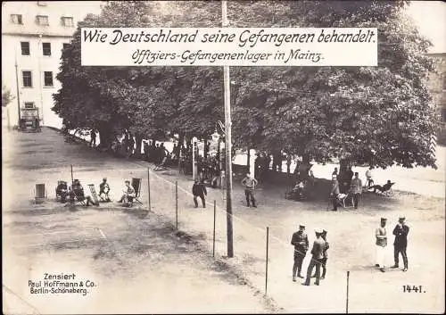 603608 | Pressefoto (Size 17x13cm) vom Kriegsgefangenenlager POW, Zensur  | Mainz (W - 6500), -,