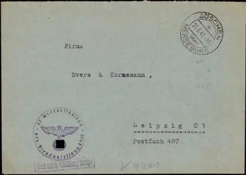 603624 | Dienstbrief Frei durch  Ablösung RAD Lager 4 / 145  | Zöschen (O - 4201), Merseburg,