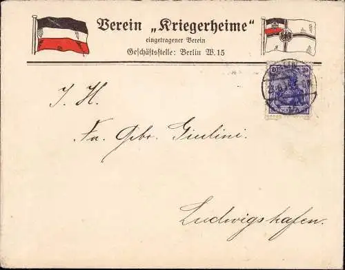603627 | Dekorativer Brief, 1915,  des Verein für Kriegerheime  | Berlin (W - 1000), -,