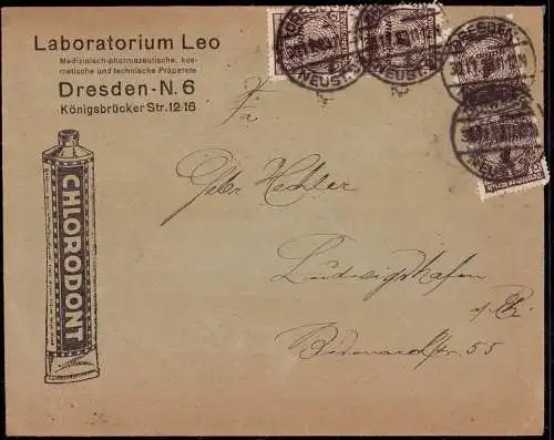 603630 | Chlorodont, Brief (30.11.23) Laboratorium Leo vom letzten Tag der Inflation, Zahn Dentist Zahnarzt | Dresden (O