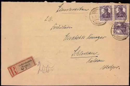 603642 | Westpreussen, Brief per Einschreiben, Gosslershausen | Goßlershausen (Strasburg WP)