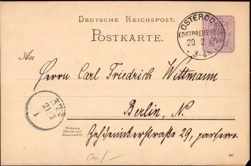 603649 | Ostpreussen, Ganzsache aus  | Osterode (Osterode OP), -,