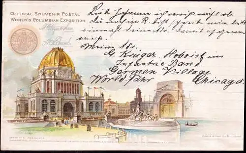 603653 | Ganzsache Weltausstellung, World Columbian Exposition mit Sonderstempel, Chicago 1889  | -, -,