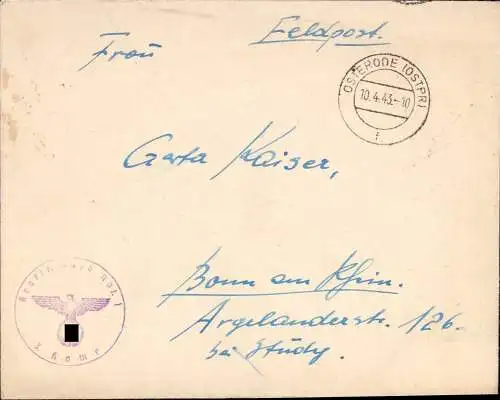 603656 | Ostpreussen, Feldpost 1943, Kraftfahrer Ausbildungs Abteilung 1  | Osterode (Osterode OP), -,