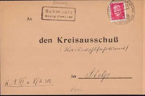 603658 | Pommern, Brief mit Posthilfsstellenstempel aus  | Schmaatz (Kreis Stolp Pommern), -,