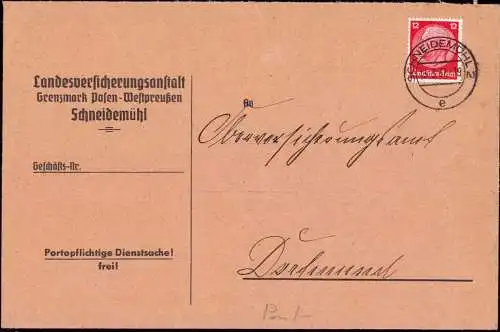 603677 | Posen Westpreussen, Dienstbrief, Portophlichtige Dienstsache der Landesversicherungsanstalt  | Schneidemühl, -,
