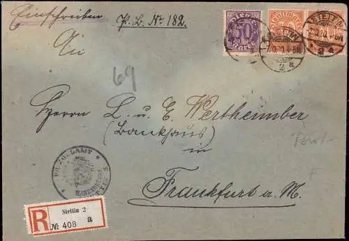 603678 | Pommern, Dienstbrief 1920, per Einschreiben, des Preussischen Zollamt Hansabrücke  | Stettin (Stettin Stadt Pom