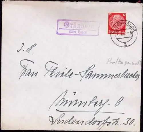 603679 | Brief von der Posthilfstelle Grünhorst über | Labes, Stadt (Kreis Regenwalde Pommern)