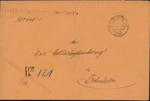 603680 | Dienstbrief per Einschreiben von der KuK Militärleitung der Manganerzgruben Jacobeni  | -, -,