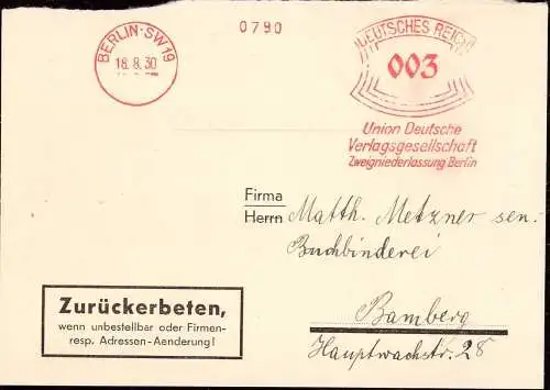 603708 | Postkarte der Union Deutsche Verlagsgesellschaft zur Werbung für die Zeitschrift, Die Büro Industrie  | Berlin
