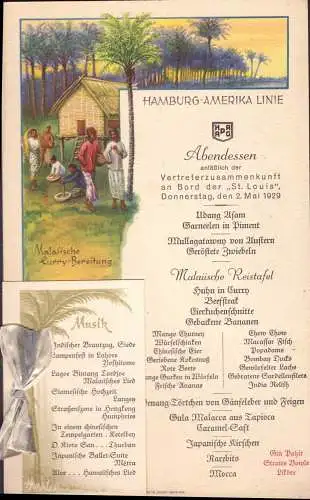 603712 | Dekorative Speisekarte, 1929, der Hamburg Amerika Linie, Hapag, Schiff St. Louis  |