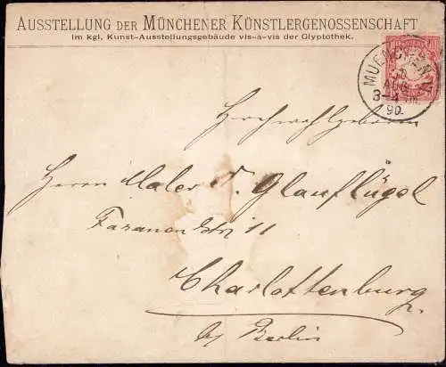 603716 | Brief Ausstellung der Künstlergenossenschaft, an den Bildhauer Glauflügel, Kunst, Erh 3, Beschädigt | München (