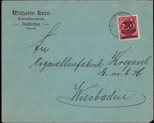 603719 | Inflation, Brief der Firma Wilhelm Kern, Tabak, Judaica | Nastätten (W 5428)
