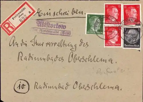 603721 | Brief, per Einschreiben von der Posthilfsstelle Altstorkow über | Freienwalde i. Pom, Kreis Saatzig Pommern