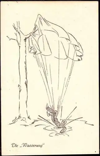 603726 | Ansichtskarte aus Hermann Grote, der Bruchpilot, Fallschirm  | Heilbronn (W - 7100), -,