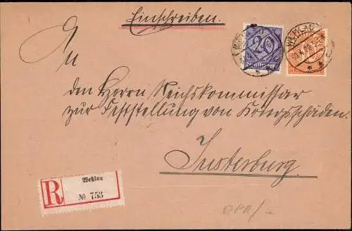 603733 | Inflation, Ostpreussen, Dienstbrief des Ausschuss zur Feststellung von Kriegsschäden | Wehlau (Wehlau OP)