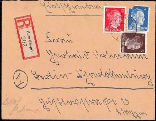 603734 | Ostpreussen, Brief per Einschreiben aus Horn, Erh. 3., Marke beschädigt  | Mohrungen (Mohrungen OP), -,